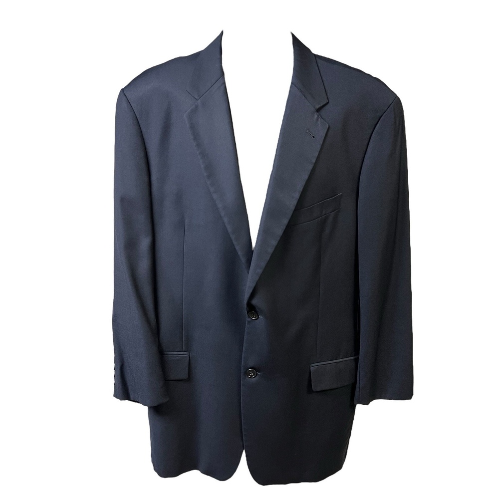 Joseph Abboud Sport Coat Mens Wool Super 120s Blazer Dark Navy Size 43L Made USA